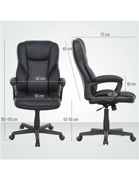 HOMCOM Executive Office Chair, High Back Desk Chair, PU Leather Swivel Computer Chair with Tilt Function, Adjustable Height and  - pic 150534 | FastDaddyshop