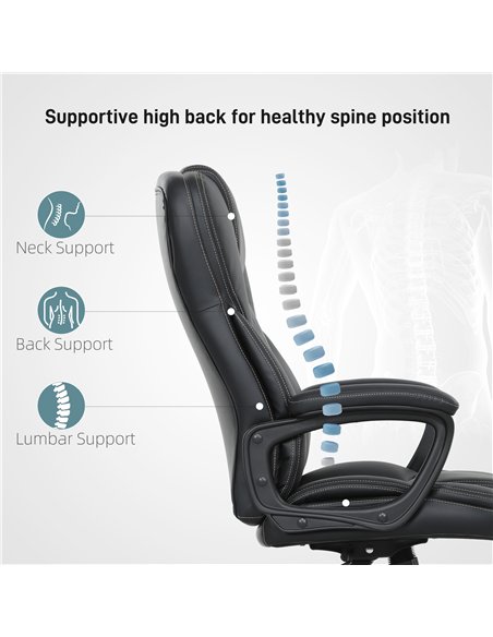 HOMCOM Executive Office Chair, High Back Desk Chair, PU Leather Swivel Computer Chair with Tilt Function, Adjustable Height and  - pic 150535 | FastDaddyshop