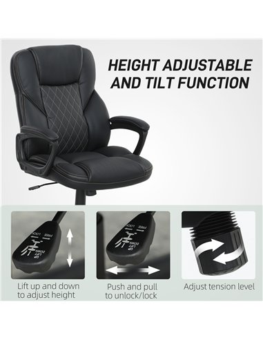 HOMCOM Executive Office Chair, High Back Desk Chair, PU Leather Swivel Computer Chair with Tilt Function, Adjustable Height and 