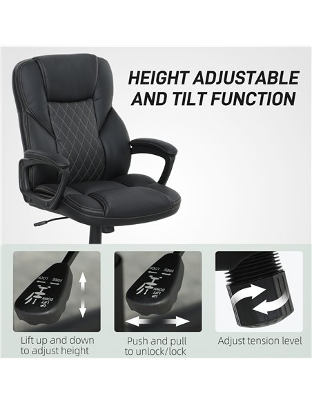 HOMCOM Executive Office Chair, High Back Desk Chair, PU Leather Swivel Computer Chair with Tilt Function, Adjustable Height and  - pic 150537 | FastDaddyshop