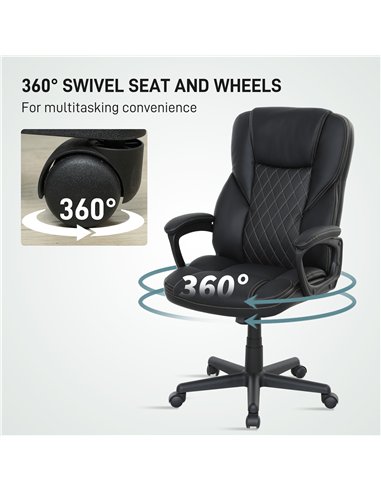 HOMCOM Executive Office Chair, High Back Desk Chair, PU Leather Swivel Computer Chair with Tilt Function, Adjustable Height and 