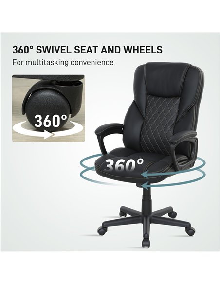 HOMCOM Executive Office Chair, High Back Desk Chair, PU Leather Swivel Computer Chair with Tilt Function, Adjustable Height and  - pic 150538 | FastDaddyshop