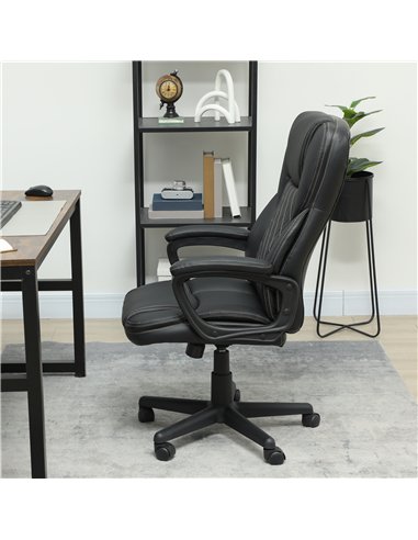 HOMCOM Executive Office Chair, High Back Desk Chair, PU Leather Swivel Computer Chair with Tilt Function, Adjustable Height and 