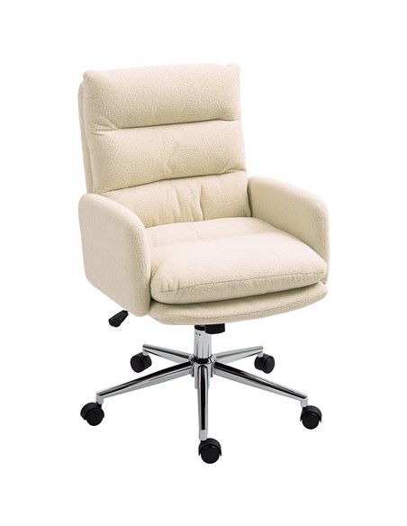 HOMCOM 91-99cm Sherpa Fleece Office Chair - Cream White - pic 150550 | FastDaddyshop