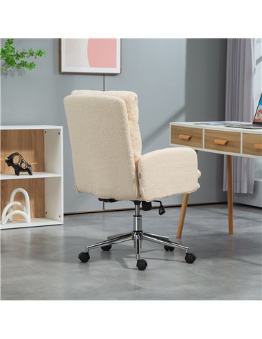 HOMCOM 91-99cm Sherpa Fleece Office Chair - Cream White