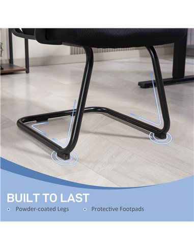 HOMCOM Ergonomic Desk Chair No Wheels, Padded Meeting Office Chair with Sled Base for Home Conference Room, Bedroom, Waiting, Re