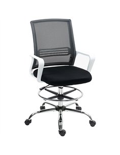 HOMCOM Draughtsman Chair, Mesh Drafting Chair, Ergonomic Office Chair with Lumbar Support, Adjustable Foot Ring, Black