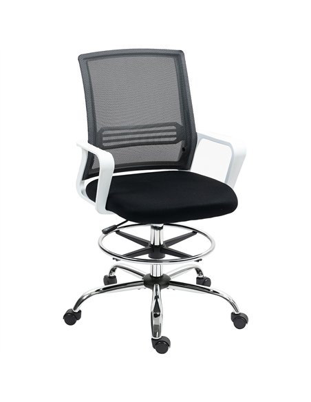 HOMCOM Draughtsman Chair, Mesh Drafting Chair, Ergonomic Office Chair with Lumbar Support, Adjustable Foot Ring, Black - pic 150568 | FastDaddyshop