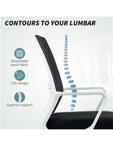 HOMCOM Draughtsman Chair, Mesh Drafting Chair, Ergonomic Office Chair with Lumbar Support, Adjustable Foot Ring, Black