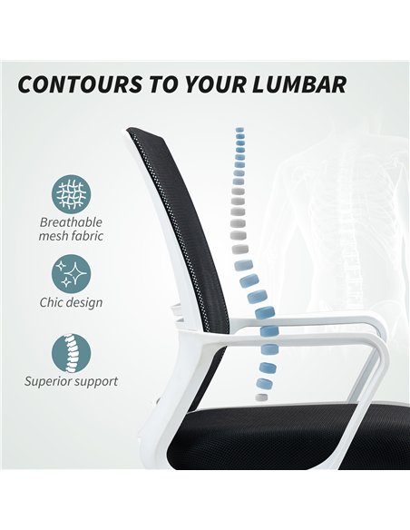 HOMCOM Draughtsman Chair, Mesh Drafting Chair, Ergonomic Office Chair with Lumbar Support, Adjustable Foot Ring, Black - pic 150573 | FastDaddyshop