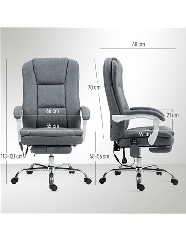 HOMCOM Executive Office Chair with 8-point Massage and Heat, Fabric Computer Desk Chair with Reclining Backrest, High Back, Heig