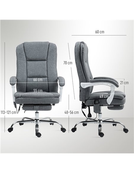 HOMCOM Executive Office Chair with 8-point Massage and Heat, Fabric Computer Desk Chair with Reclining Backrest, High Back, Heig - pic 150579 | FastDaddyshop