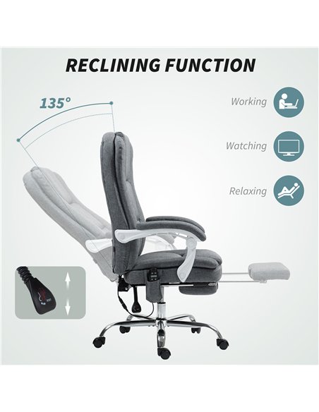 HOMCOM Executive Office Chair with 8-point Massage and Heat, Fabric Computer Desk Chair with Reclining Backrest, High Back, Heig - pic 150583 | FastDaddyshop