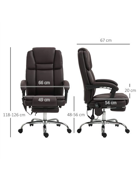 Vinsetto Six Point Vibrating Massage Office Chair - Dark Brown - pic 150588 | FastDaddyshop