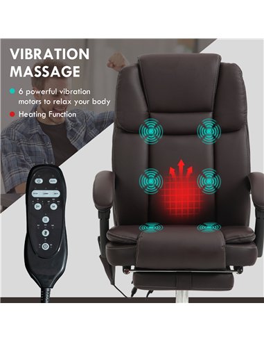 Vinsetto Six Point Vibrating Massage Office Chair - Dark Brown