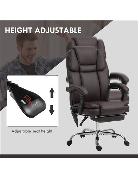 Vinsetto Six Point Vibrating Massage Office Chair - Dark Brown - pic 150590 | FastDaddyshop
