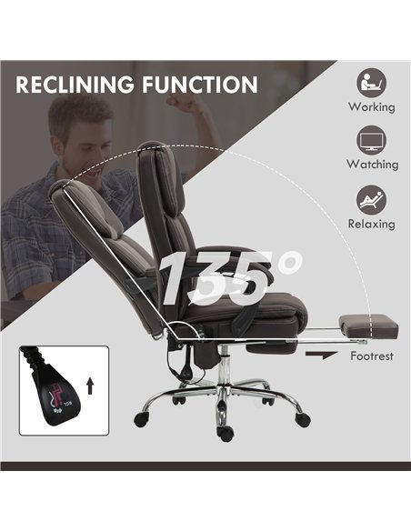 Vinsetto Six Point Vibrating Massage Office Chair - Dark Brown - pic 150591 | FastDaddyshop