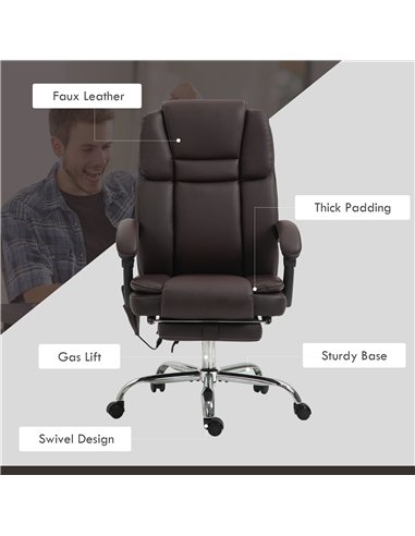 Vinsetto Six Point Vibrating Massage Office Chair - Dark Brown