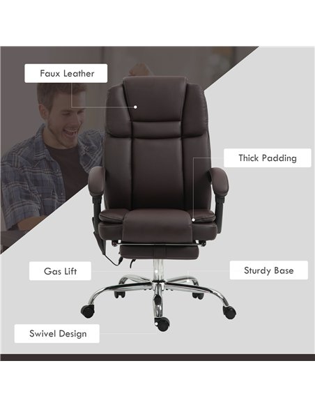 Vinsetto Six Point Vibrating Massage Office Chair - Dark Brown - pic 150592 | FastDaddyshop