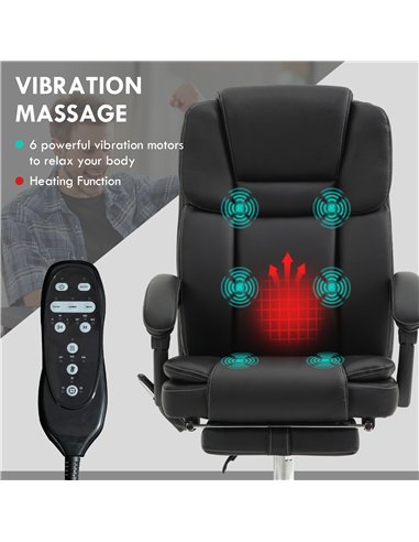 Vinsetto Six Point Vibrating Massage Office Chair - Black