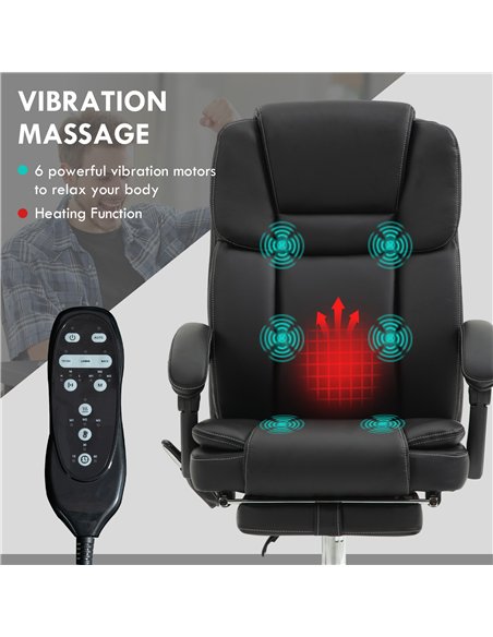 Vinsetto Six Point Vibrating Massage Office Chair - Black - pic 150598 | FastDaddyshop