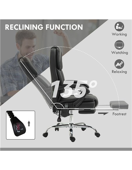 Vinsetto Six Point Vibrating Massage Office Chair - Black - pic 150600 | FastDaddyshop