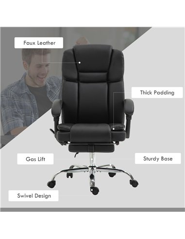 Vinsetto Six Point Vibrating Massage Office Chair - Black