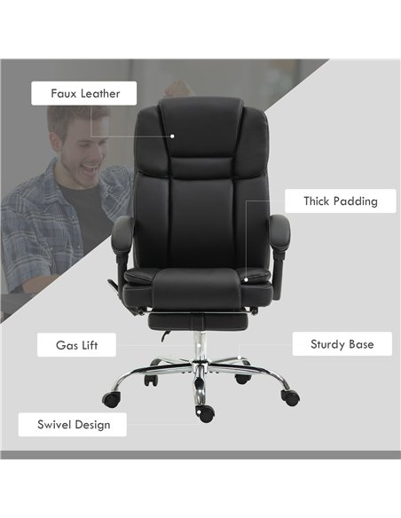 Vinsetto Six Point Vibrating Massage Office Chair - Black - pic 150601 | FastDaddyshop