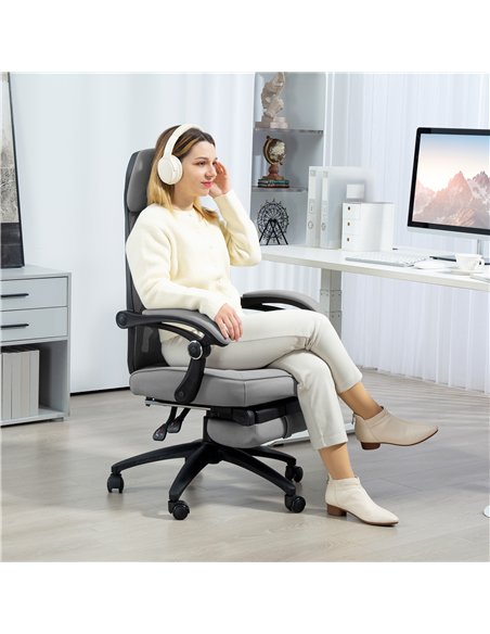 Vinsetto Office Chair with Footrest, High Back Swivel Desk Chair with Adjustable Height and Headrest for Home Office, Dark Grey - pic 150605 | FastDaddyshop