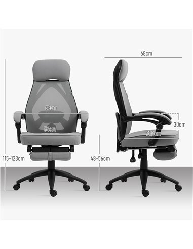 Vinsetto Office Chair with Footrest, High Back Swivel Desk Chair with Adjustable Height and Headrest for Home Office, Dark Grey