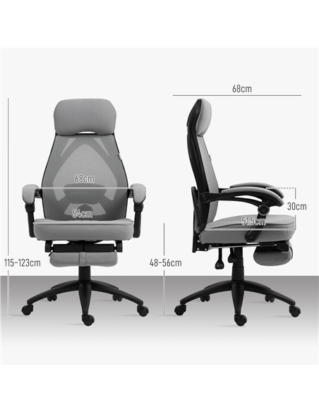 Vinsetto Office Chair with Footrest, High Back Swivel Desk Chair with Adjustable Height and Headrest for Home Office, Dark Grey - pic 150606 | FastDaddyshop