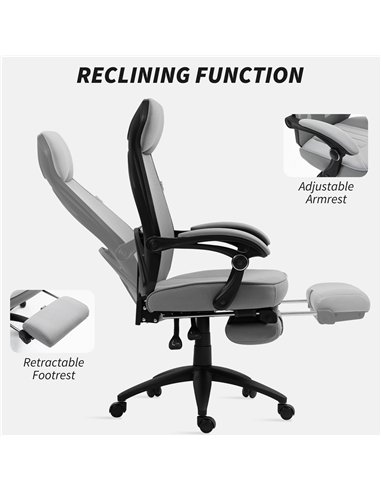 Vinsetto Office Chair with Footrest, High Back Swivel Desk Chair with Adjustable Height and Headrest for Home Office, Dark Grey