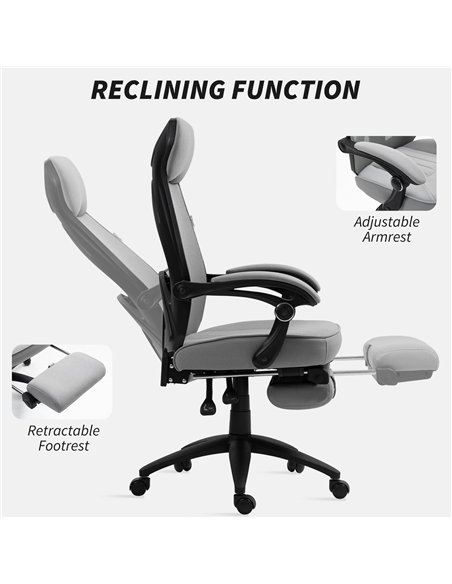 Vinsetto Office Chair with Footrest, High Back Swivel Desk Chair with Adjustable Height and Headrest for Home Office, Dark Grey - pic 150608 | FastDaddyshop