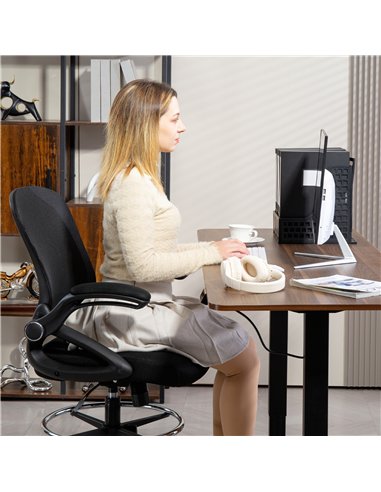 Vinsetto Drafting Chair with Flip-up Armrest, Mesh Office Stool with Foot Ring, 360° Swivel Height Adjustable Chair for Standing