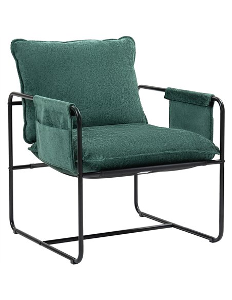 HOMCOM Minimal Padded Accent Chair, with Pockets - Green - pic 150685 | FastDaddyshop