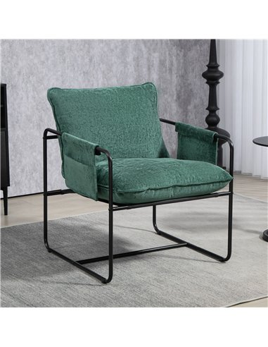 HOMCOM Minimal Padded Accent Chair, with Pockets - Green