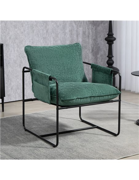 HOMCOM Minimal Padded Accent Chair, with Pockets - Green - pic 150686 | FastDaddyshop