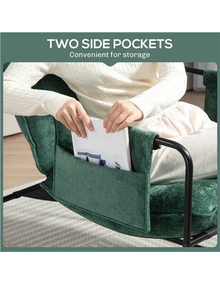 HOMCOM Minimal Padded Accent Chair, with Pockets - Green - pic 150689 | FastDaddyshop