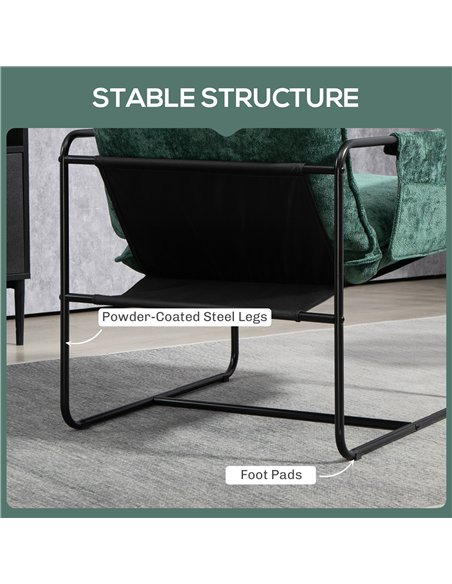 HOMCOM Minimal Padded Accent Chair, with Pockets - Green - pic 150690 | FastDaddyshop