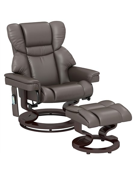 HOMCOM Massage Recliner Chair with Footstool, Upholstered Reclining Armchair with Adjustable Backrest, Steel Frame and Wood Base - pic 150694 | FastDaddyshop