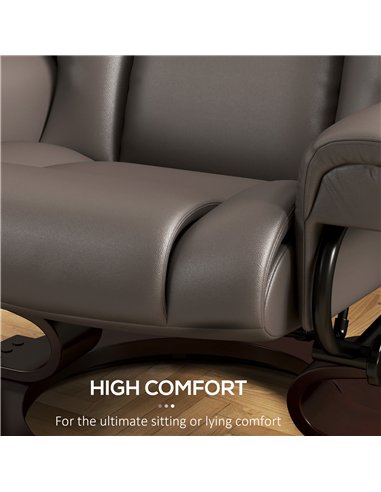 HOMCOM Massage Recliner Chair with Footstool, Upholstered Reclining Armchair with Adjustable Backrest, Steel Frame and Wood Base