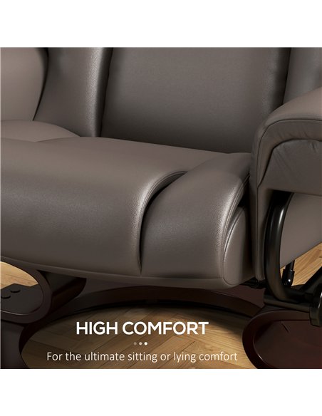 HOMCOM Massage Recliner Chair with Footstool, Upholstered Reclining Armchair with Adjustable Backrest, Steel Frame and Wood Base - pic 150699 | FastDaddyshop