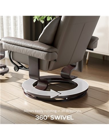 HOMCOM Massage Recliner Chair with Footstool, Upholstered Reclining Armchair with Adjustable Backrest, Steel Frame and Wood Base