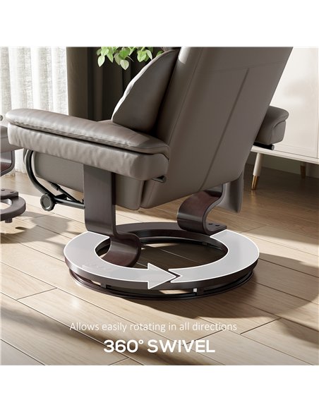 HOMCOM Massage Recliner Chair with Footstool, Upholstered Reclining Armchair with Adjustable Backrest, Steel Frame and Wood Base - pic 150701 | FastDaddyshop