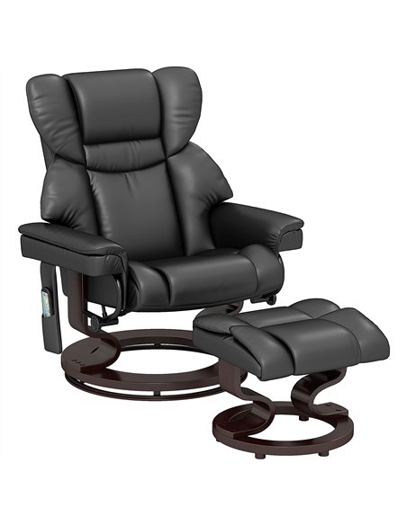 HOMCOM Massage Recliner Chair with Footstool, Upholstered Reclining Armchair with Adjustable Backrest, Steel Frame and Wood Base - pic 150703 | FastDaddyshop