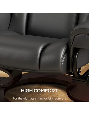 HOMCOM Massage Recliner Chair with Footstool, Upholstered Reclining Armchair with Adjustable Backrest, Steel Frame and Wood Base