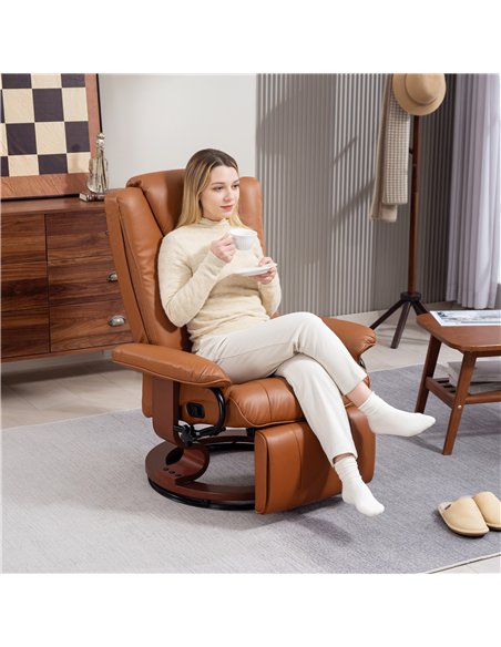 HOMCOM Faux Leather Recliner Chair - Brown - pic 150713 | FastDaddyshop