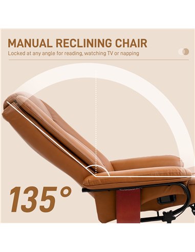 HOMCOM Faux Leather Recliner Chair - Brown
