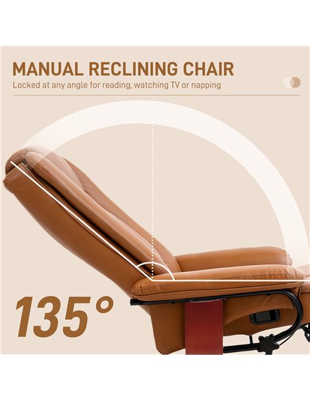 HOMCOM Faux Leather Recliner Chair - Brown - pic 150715 | FastDaddyshop