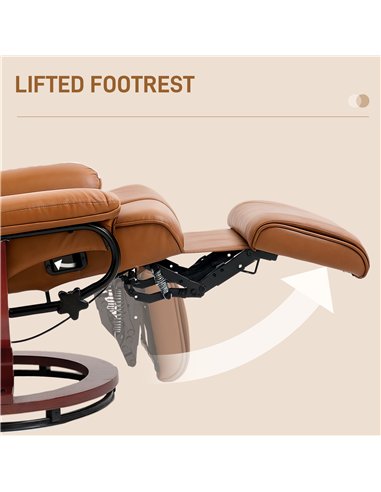 HOMCOM Faux Leather Recliner Chair - Brown